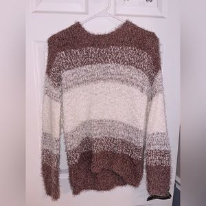 SO Pink & White (Small) Fuzzy Knit Sweater